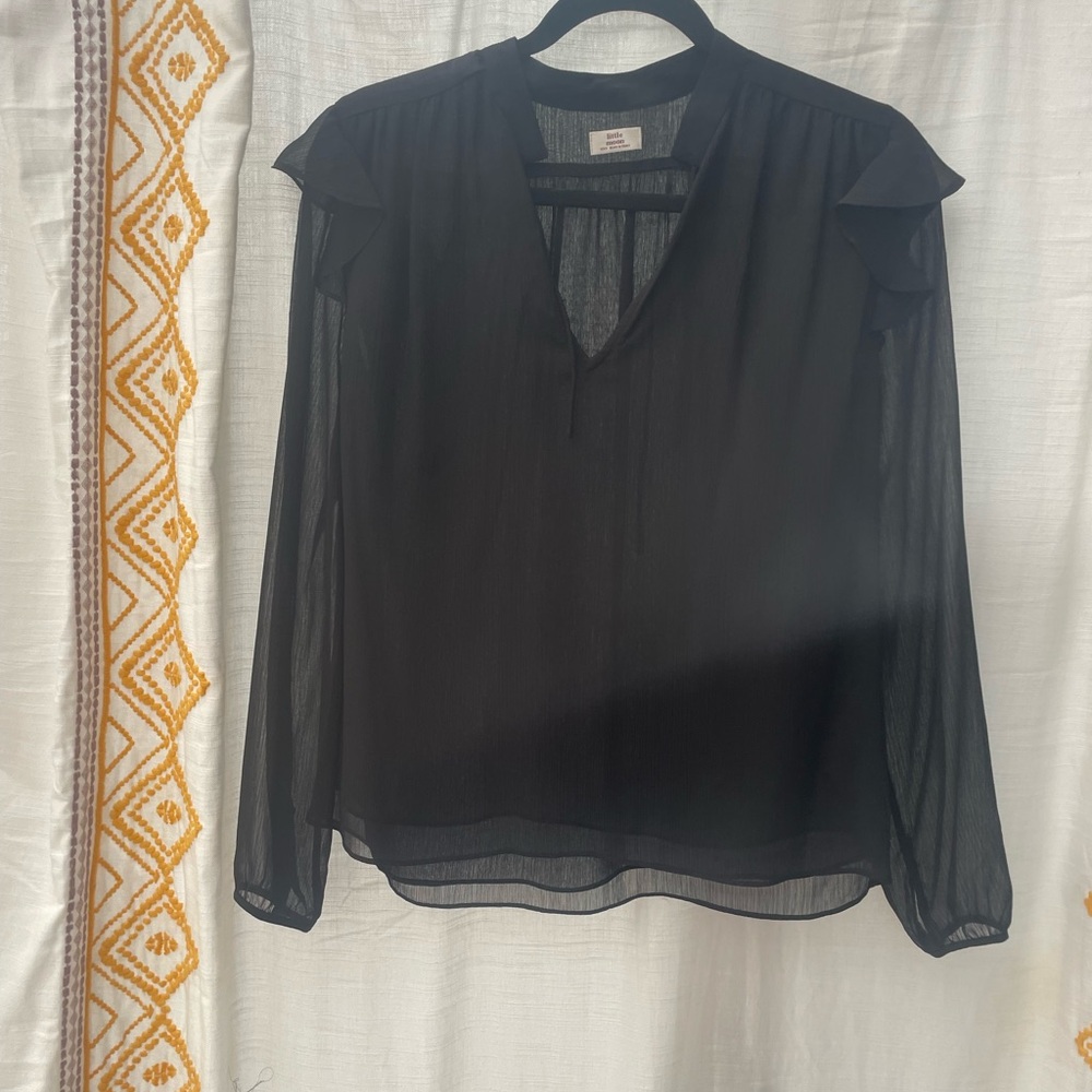 Little Moon Black Sheer Blouse